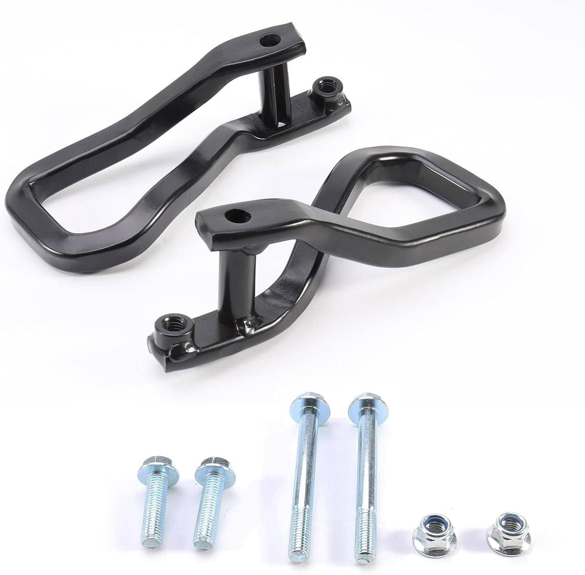 Black front tow recovery hook set with two U-shaped hooks and mounting posts