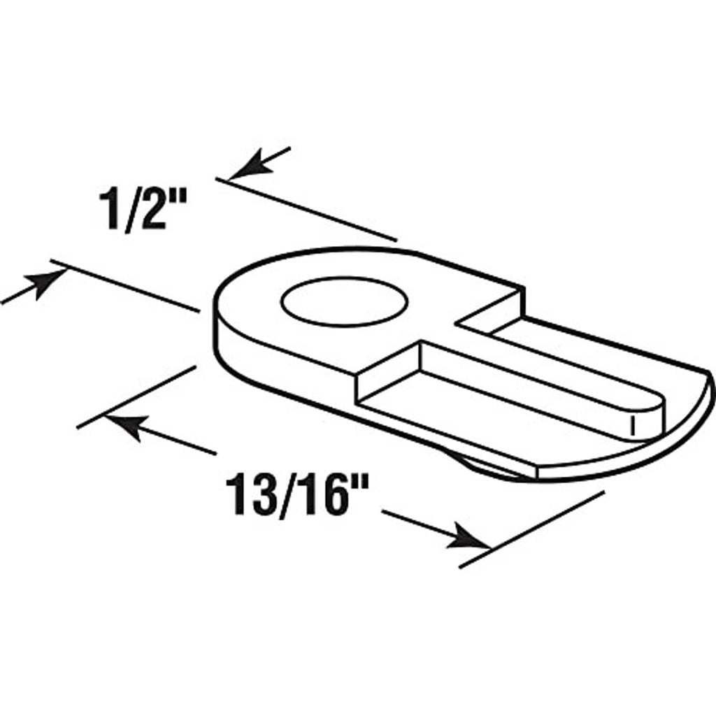 Flush screen clip diagram with 1/2 in and 13/16 in measurements.