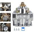 Chrome fuel pressure regulator with brass fittings and mounting screws, 2-port style