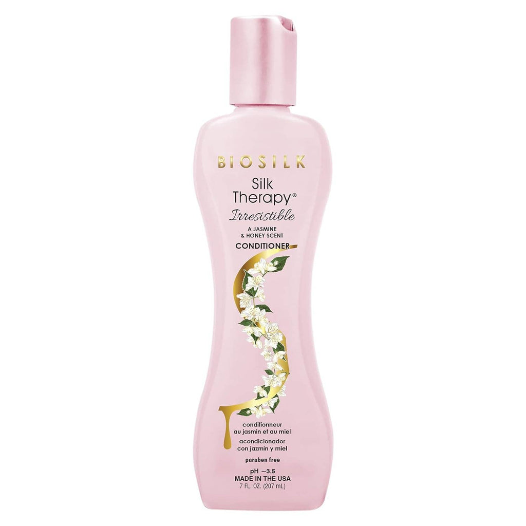 Biosilk Silk Therapy conditioner bottle, pink, front label with cap