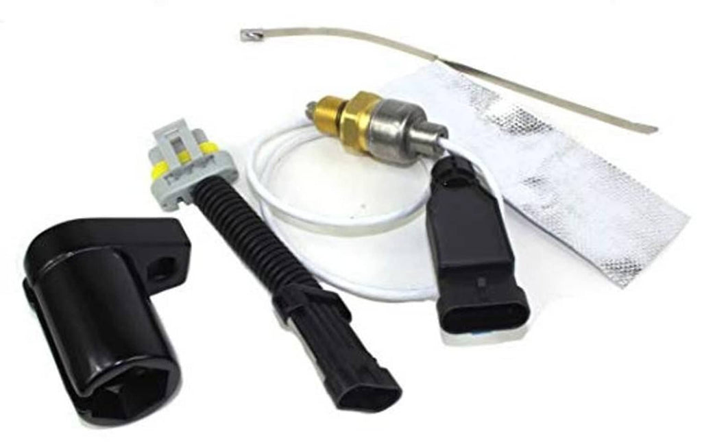Turbo vane sensor kit with black clips, wiring leads, and silver heat shield sleeve