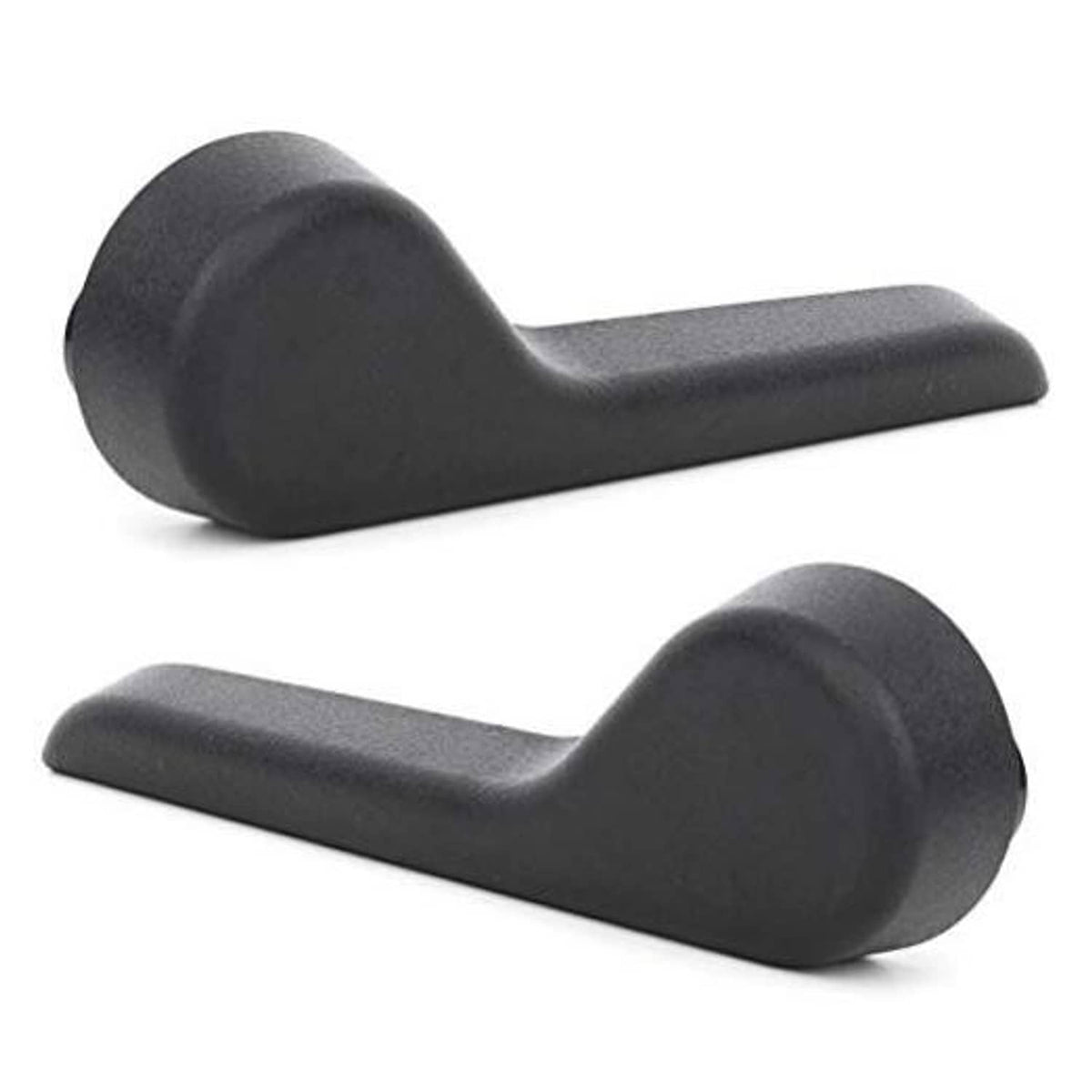 Black seat adjuster lever handle pair, textured grip and rounded end caps