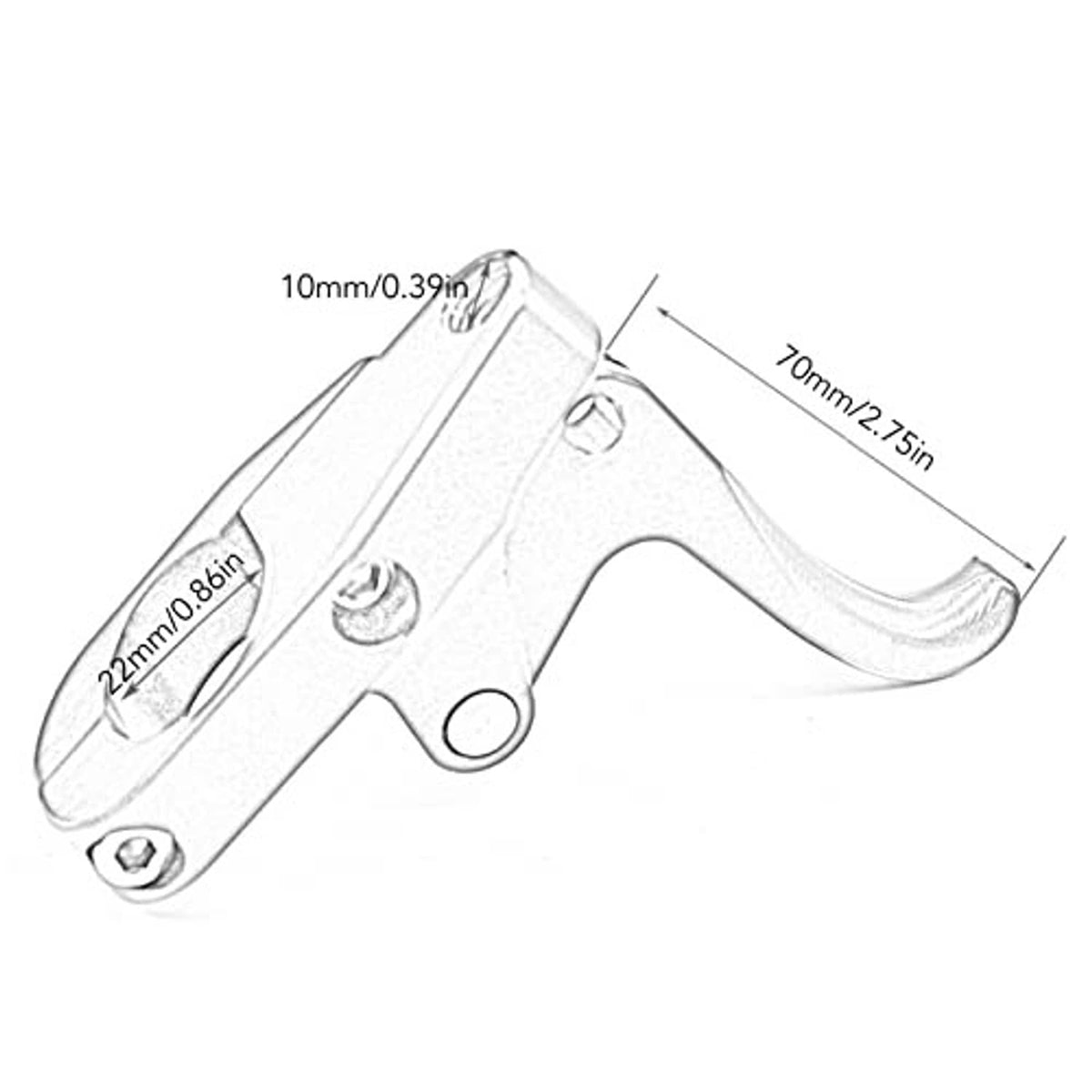 Jet ski throttle lever dimensions diagram showing black finger handle and base