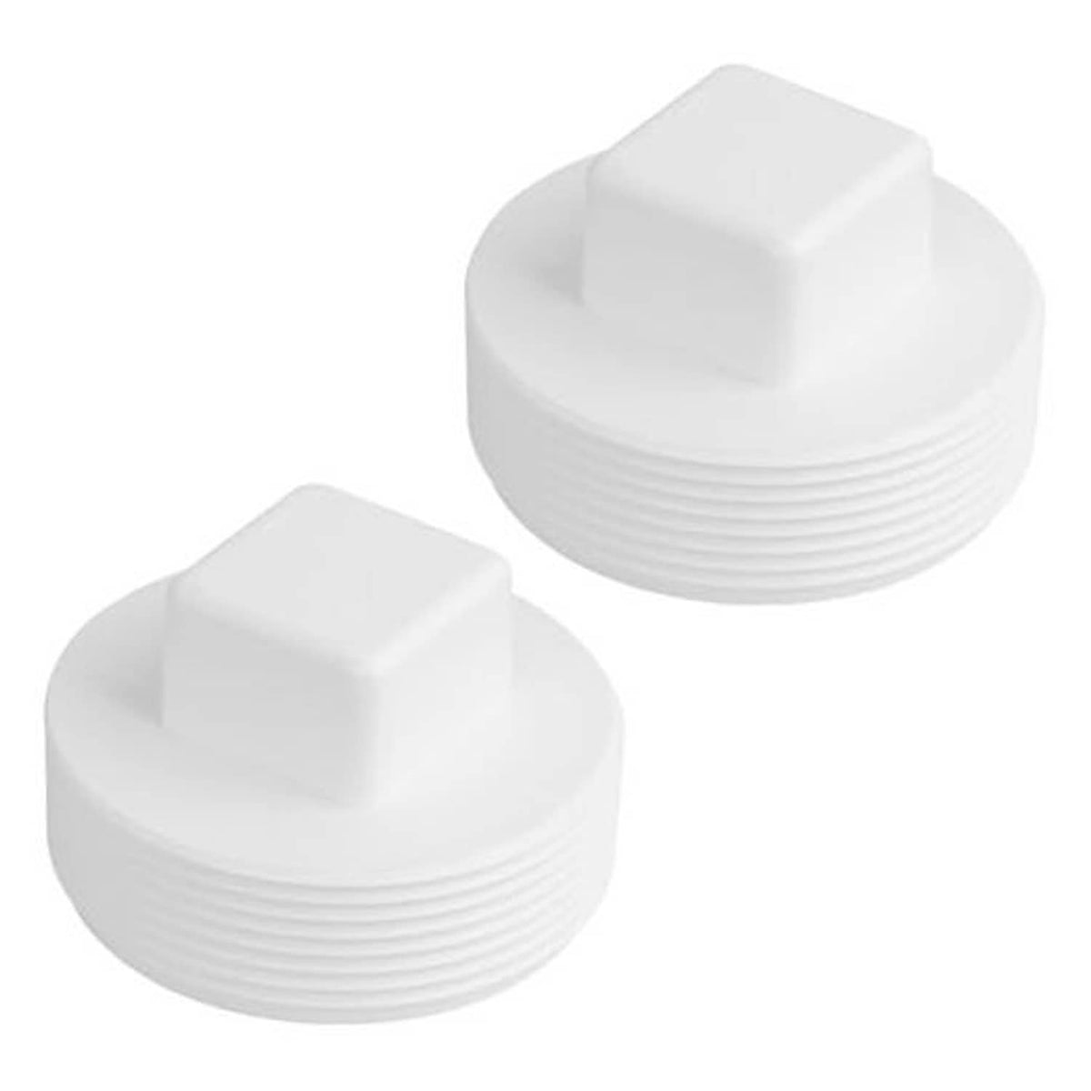 White 3-inch PVC sewer cleanout plug with square top and male threads