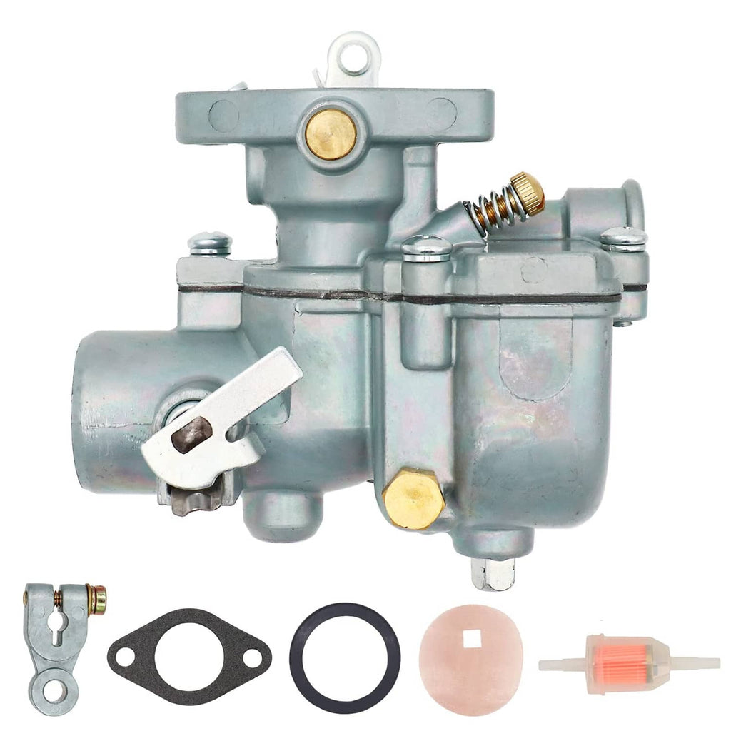 Carburetor assembly front view with intake port and throttle shaft