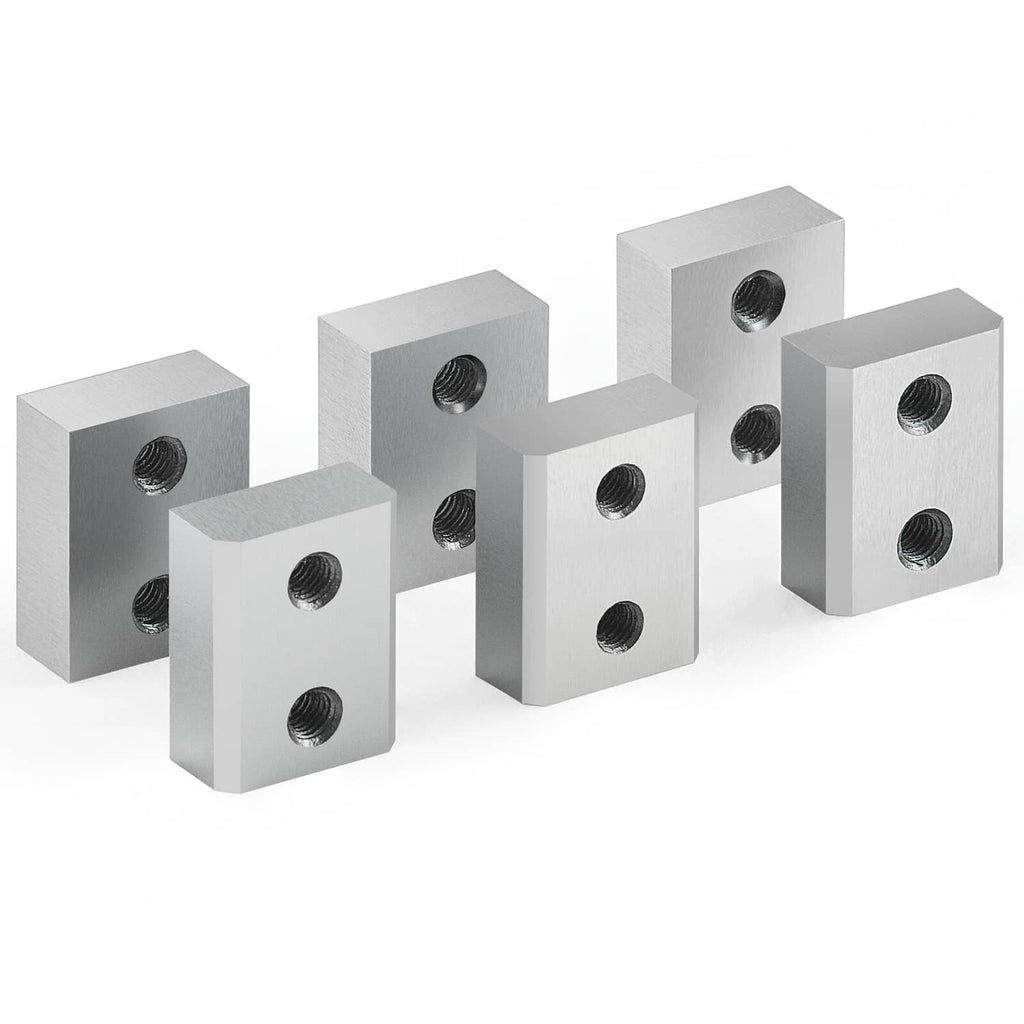 Steel rebar cutter jaw blades, rectangular blocks with threaded holes