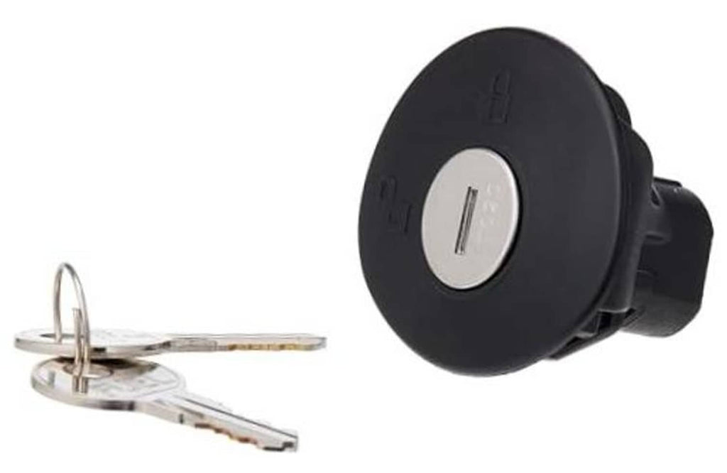 Black key lock cylinder with two metal keys