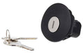 Black key lock cylinder with two metal keys
