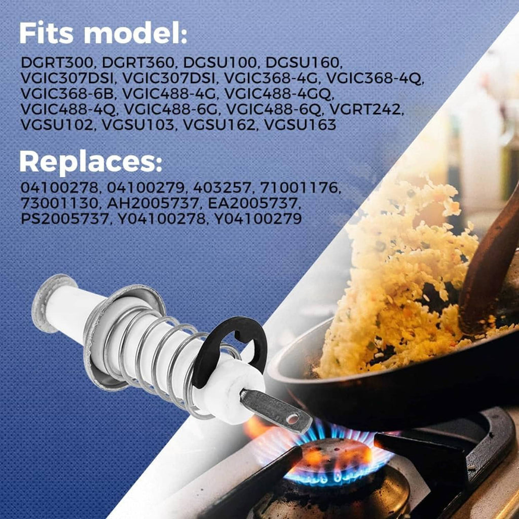Burner igniter replacement pair with ceramic insulators, springs, and black retaining clips