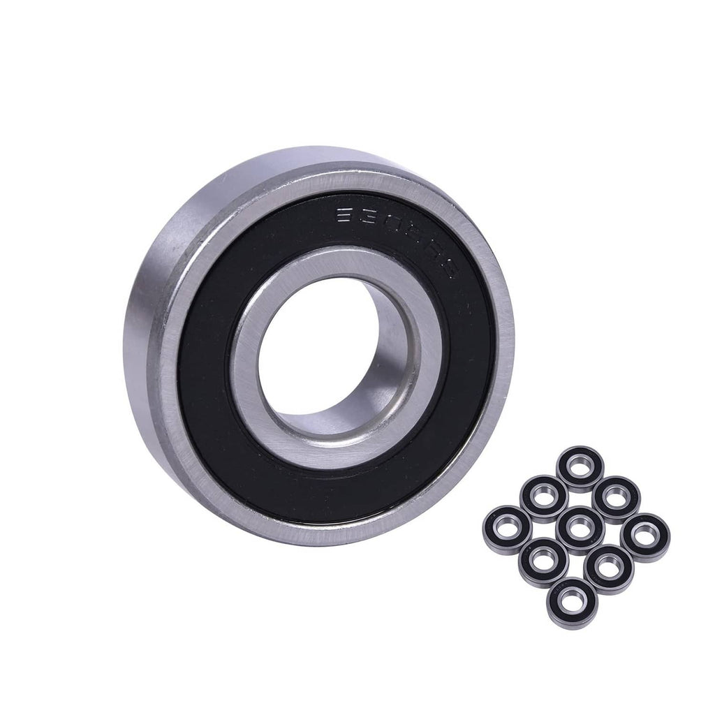 Double-sealed deep groove ball bearing, black rubber seal, pack of 10