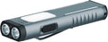 Rechargeable flat pocket EDC flashlight with sound beeper, dark gray metal body