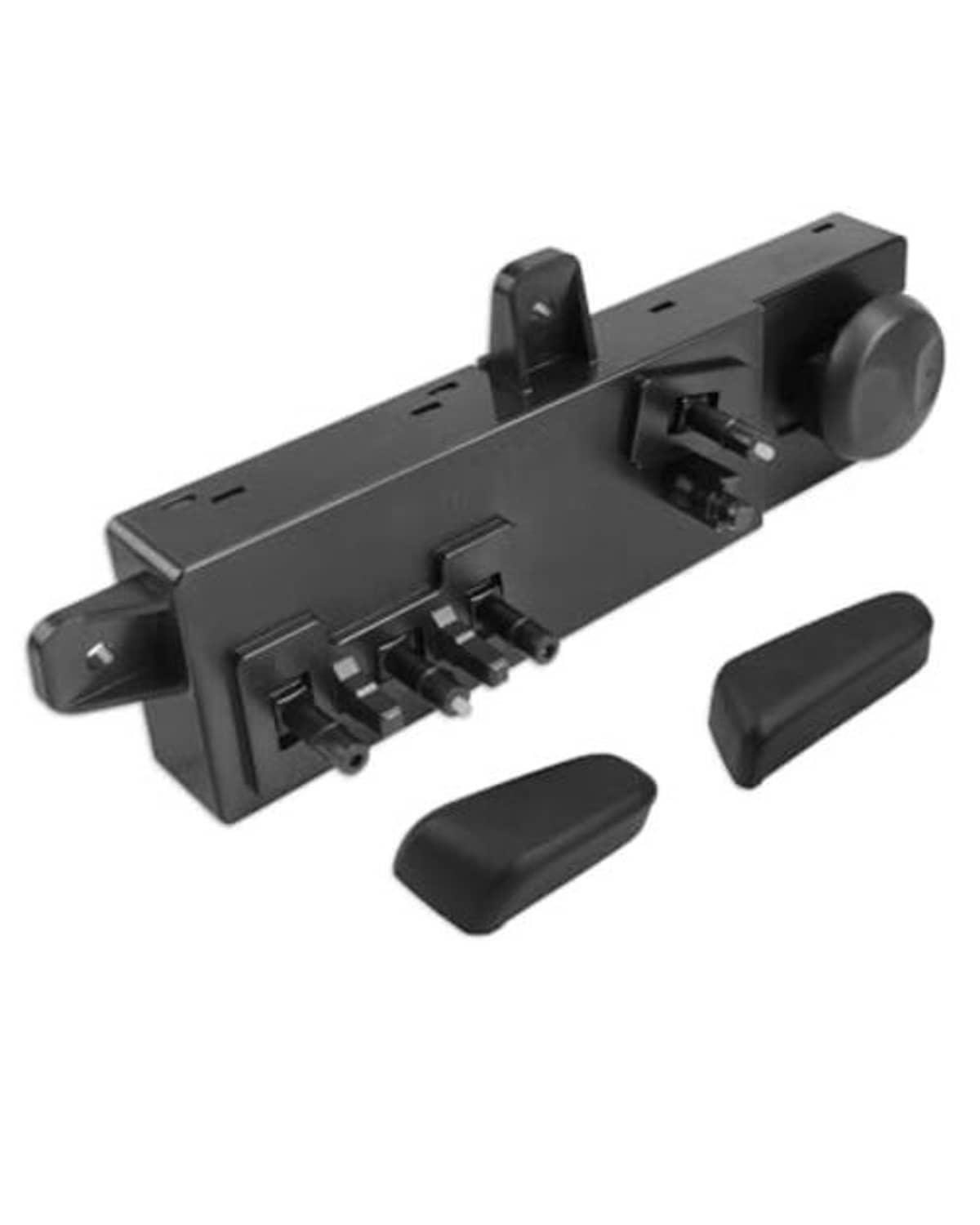 Power seat switch assembly with side tabs, black, plus two release covers