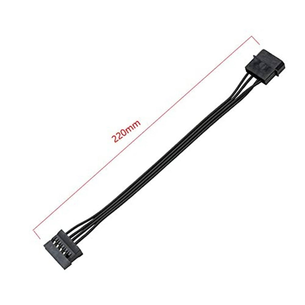 220mm Molex-to-SATA power cable with black 4-pin and SATA connectors