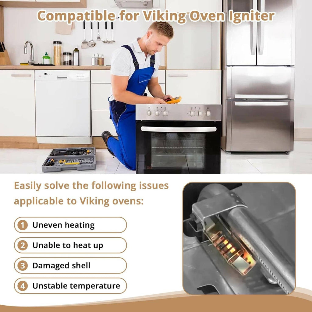 Gas oven igniter replacement kit with gray igniter modules and braided wire leads for Viking
