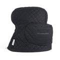 Matte black quilted stand mixer cover with front pocket and KitchenAid logo patch