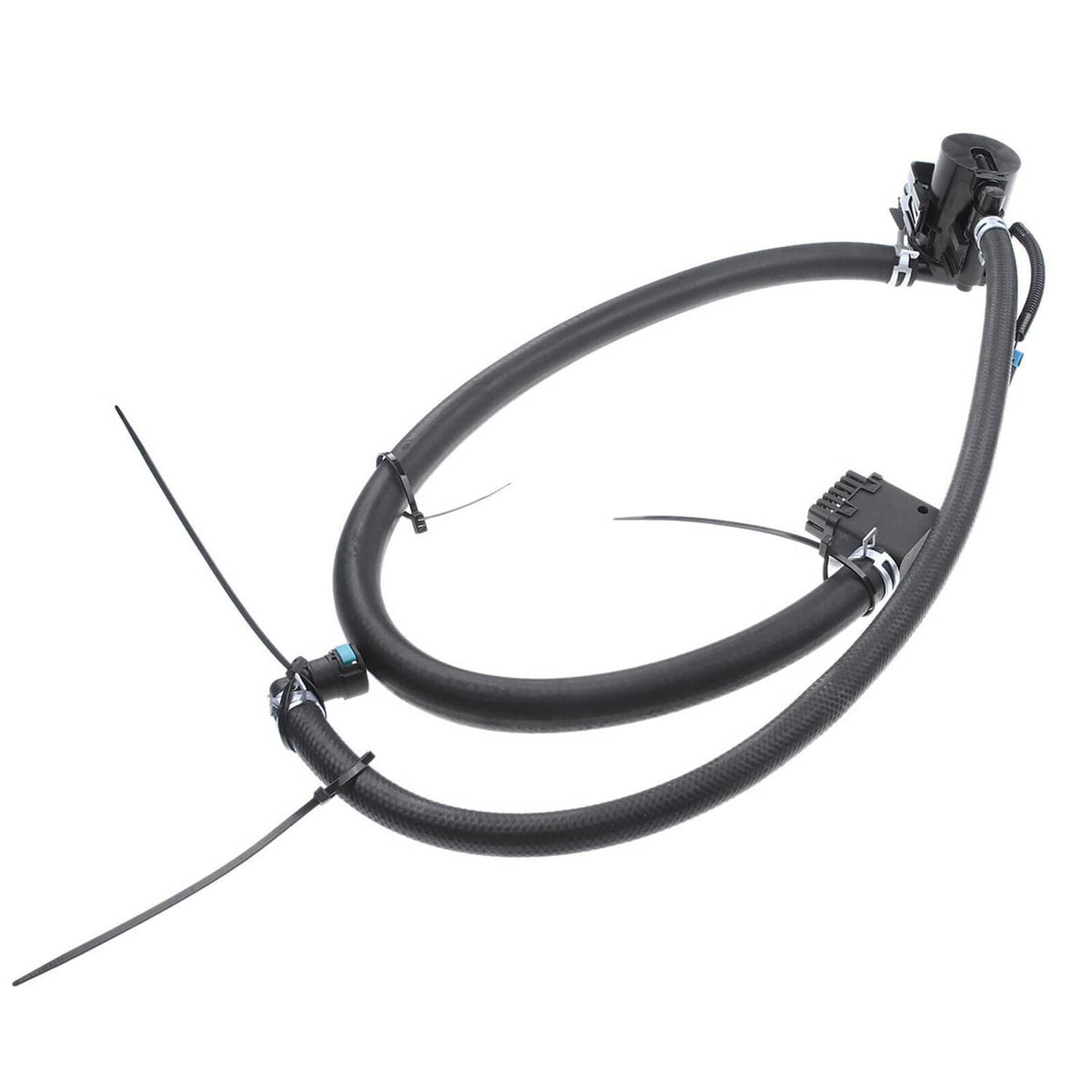 Vapor canister vent solenoid valve harness with black tubing and electrical connectors