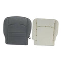 Gray cloth seat cover with foam cushion for driver-side bottom, front view.