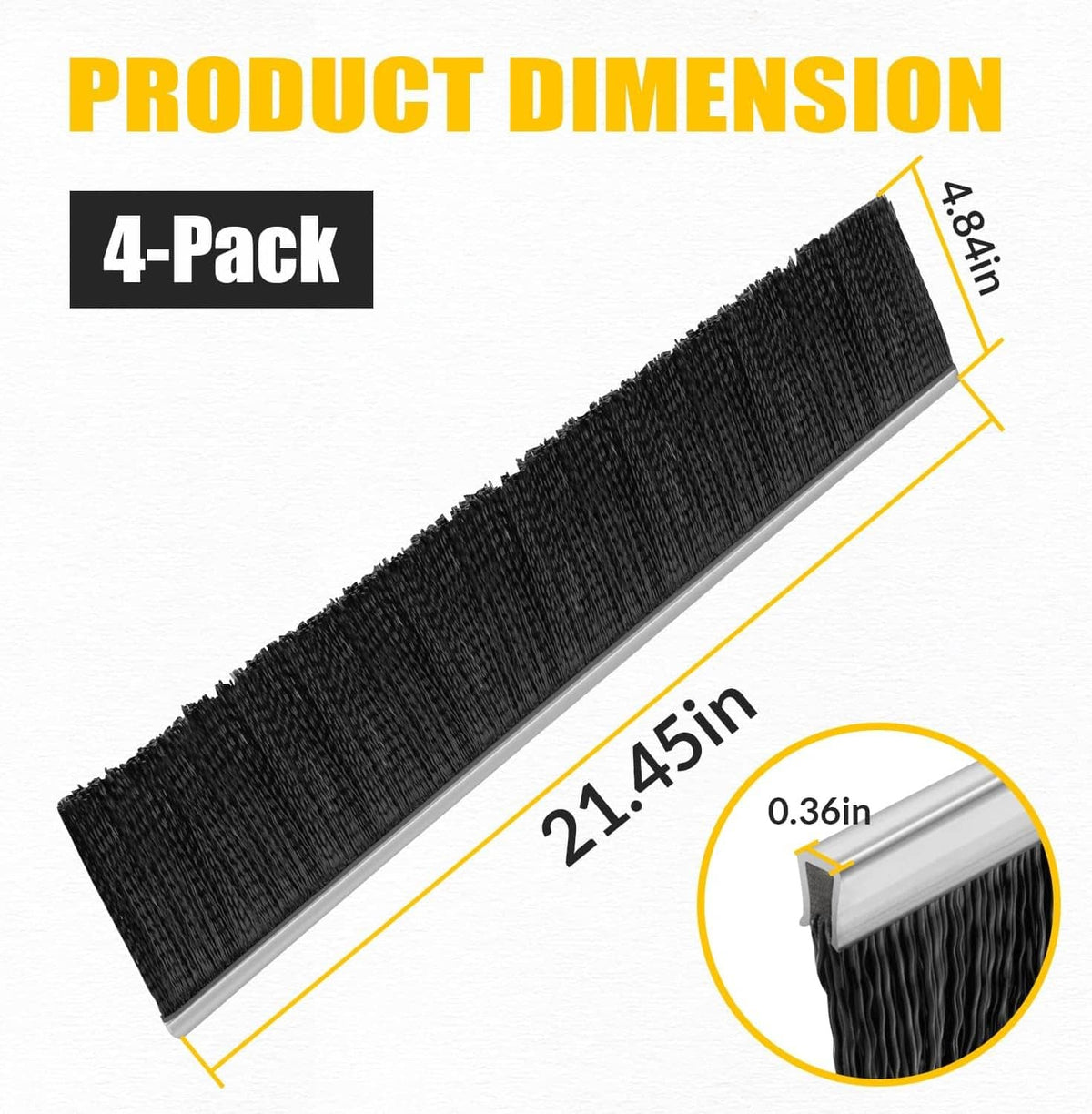 Lawn sweeper replacement brush with black bristles on gray bar, angled view