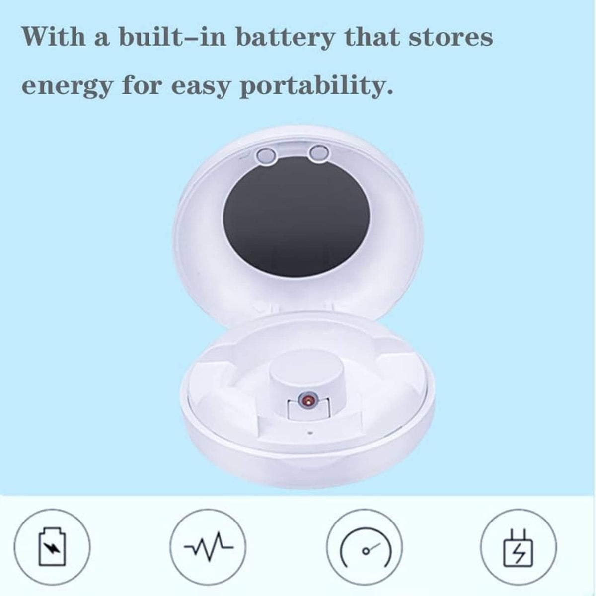 White compact smart ring charging case with built-in battery design