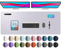 Smoky lavender PU leather desk pad protector with color swatch layout