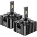 D5S LED headlight bulb set with two black aluminum heat sinks and LED modules