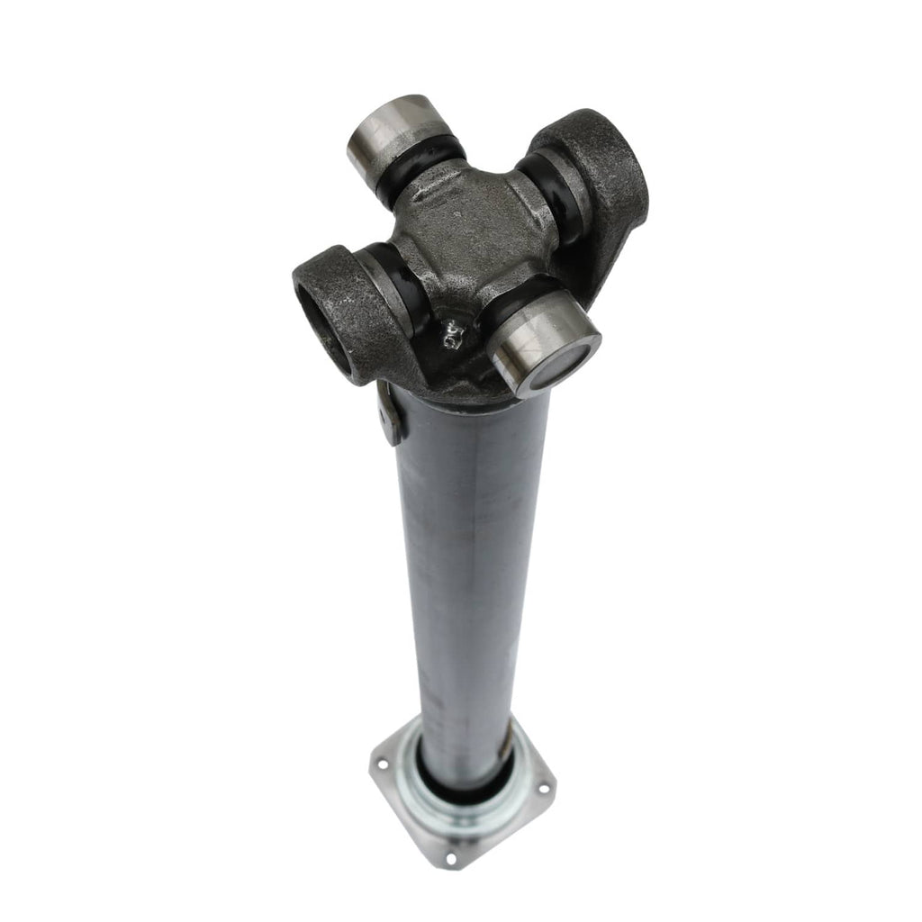 Front prop drive shaft assembly with cross bearing yoke and flange base