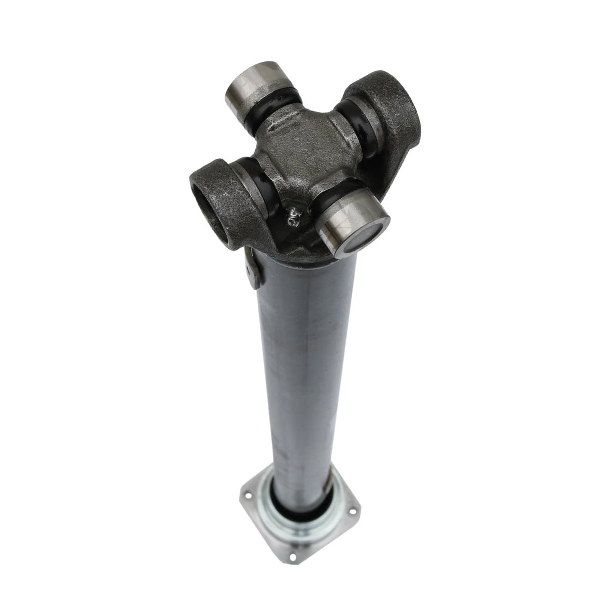 Front prop drive shaft assembly with cross bearing yoke and flange base