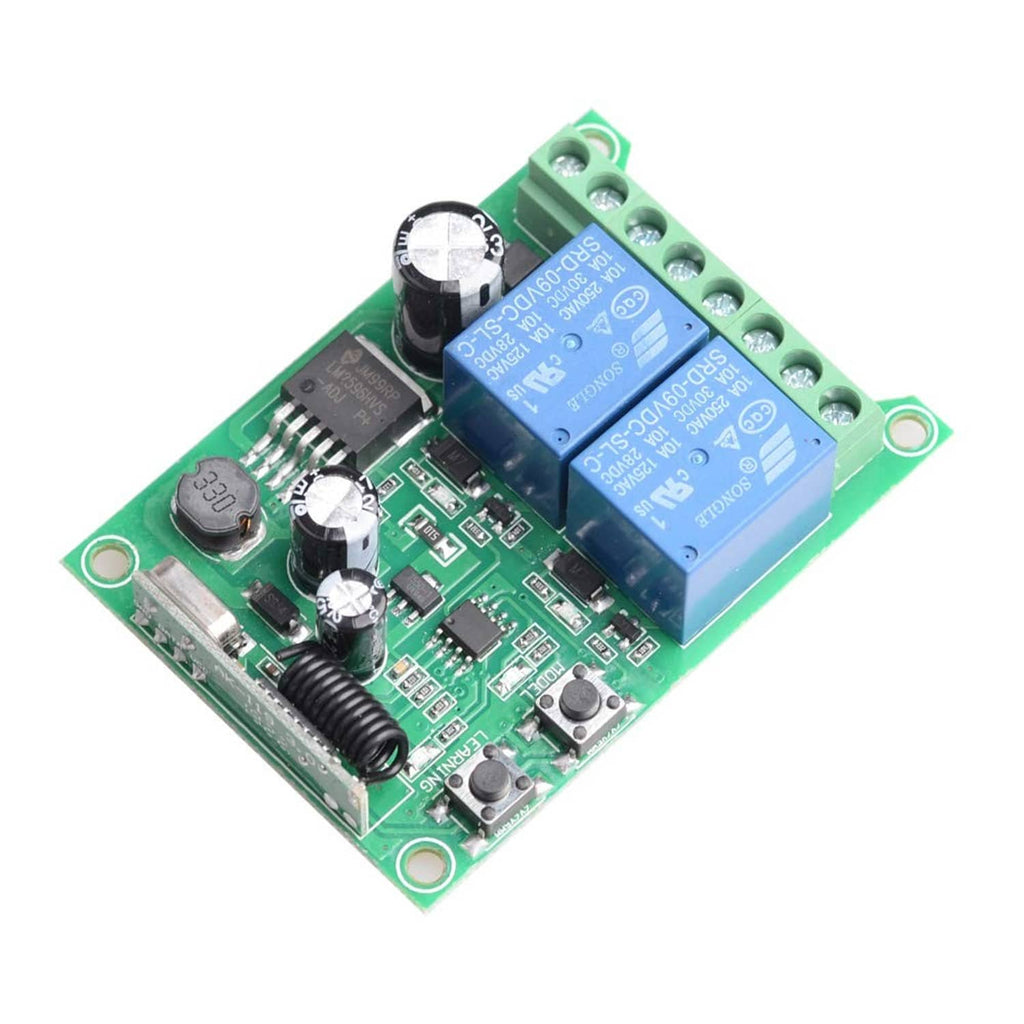 Green wireless remote switch control board with relay module and terminal block
