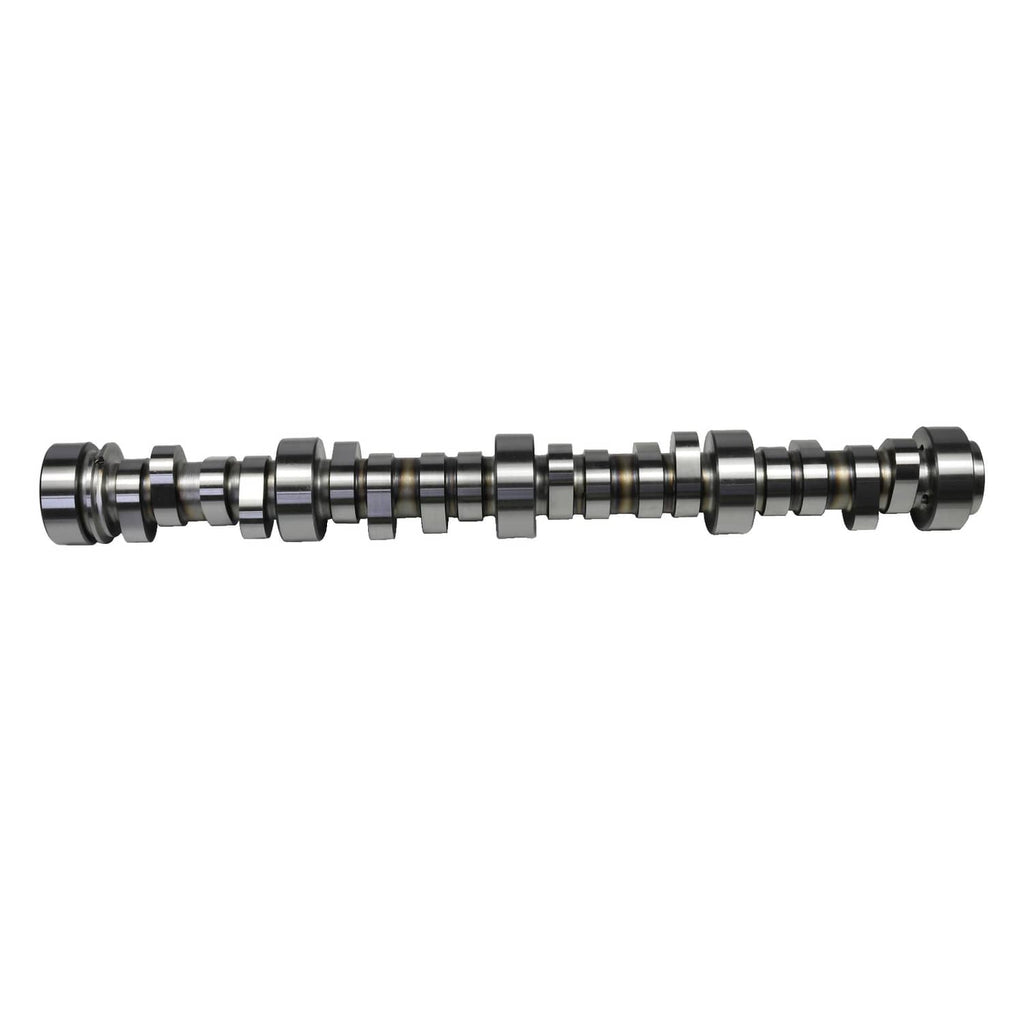 Camshaft assembly showing full stepped lobe profile and circular bearing surfaces