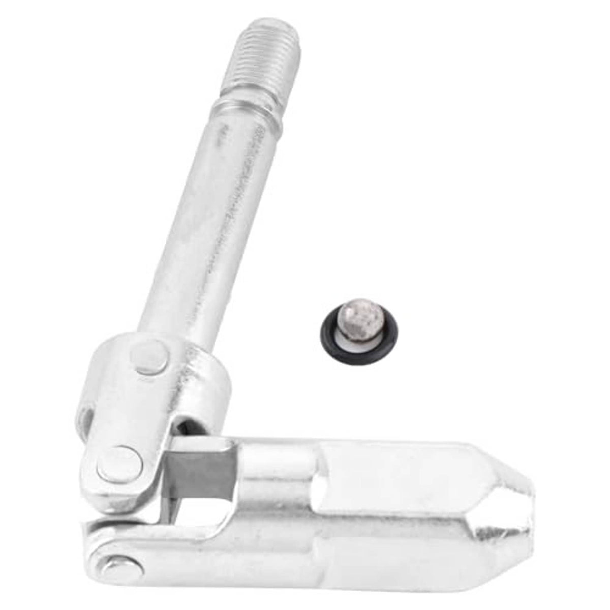 Silver universal joint drop shaft with oil-seal bushing and hex end, threaded stem