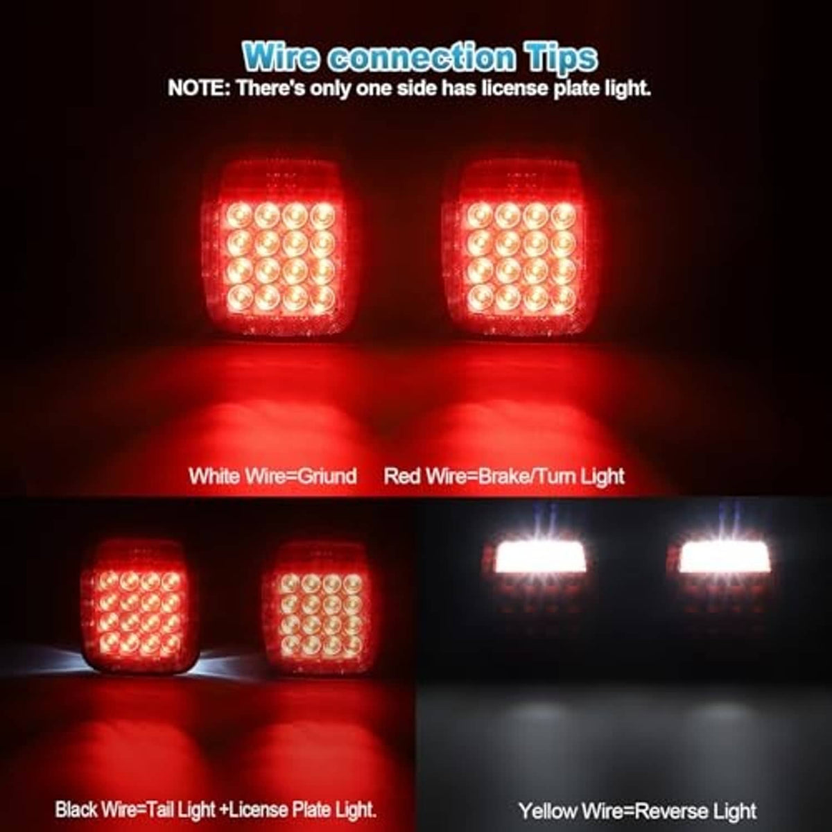 LED tail/brake/turn lights with red glow and matching rectangular lamp housings