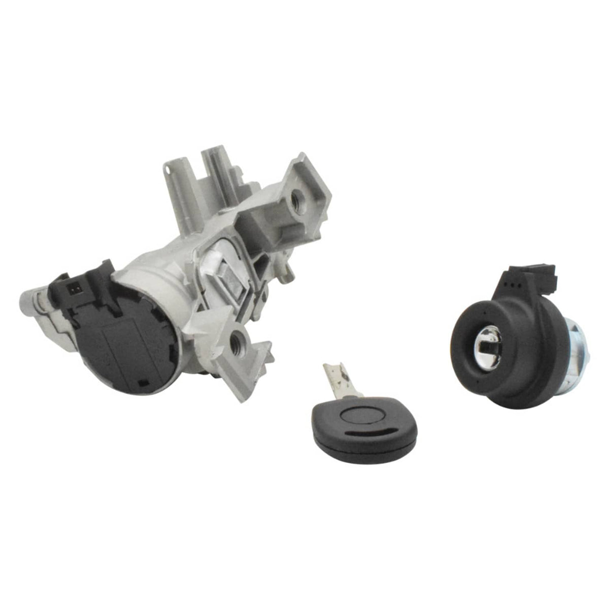 Ignition switch lock cylinder set with key and black electrical connector