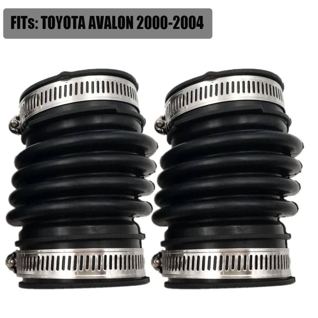 Black corrugated air intake hoses with silver band clamps, two-hose front view