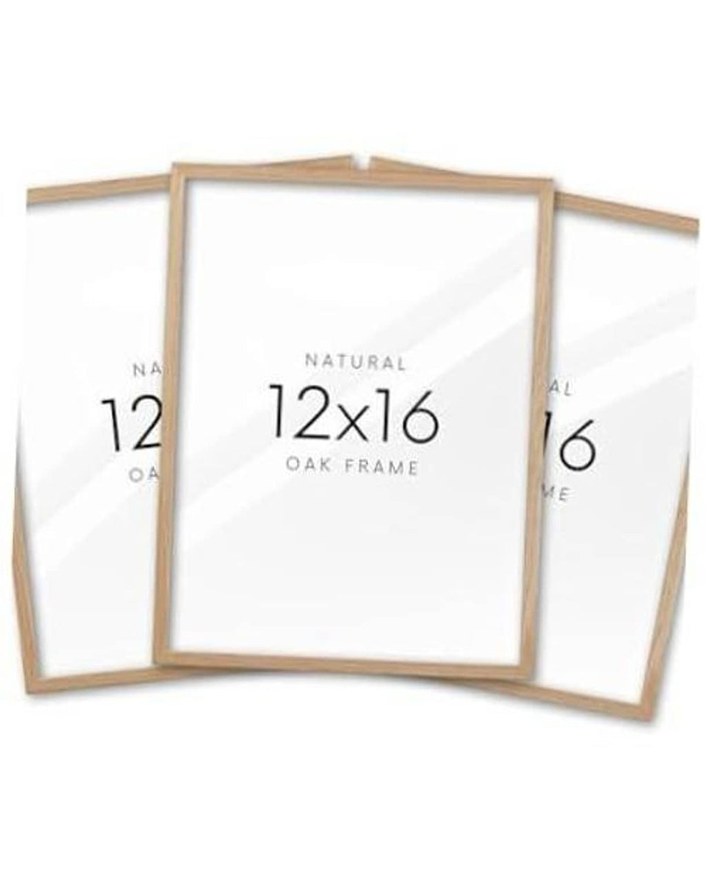 Natural oak wood picture frame, 12x16 in, no mat—set of 3
