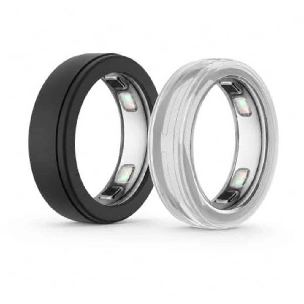 Two-piece ring cover set with black and clear slim bands for Oura Ring 5