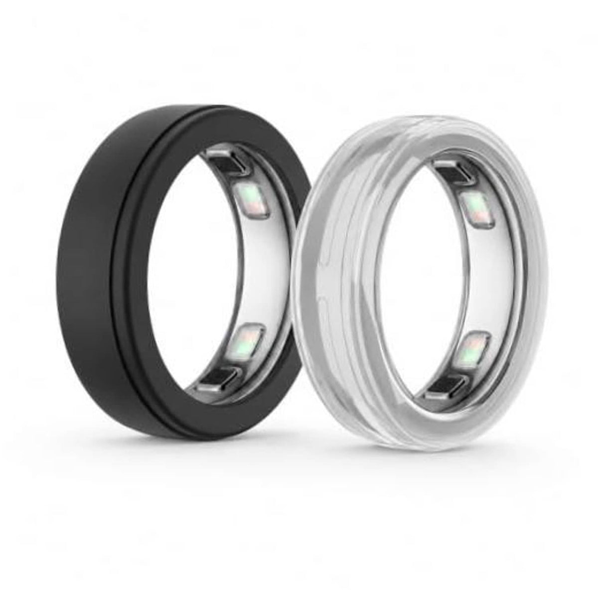 Two-piece ring cover set with black and clear slim bands for Oura Ring 5