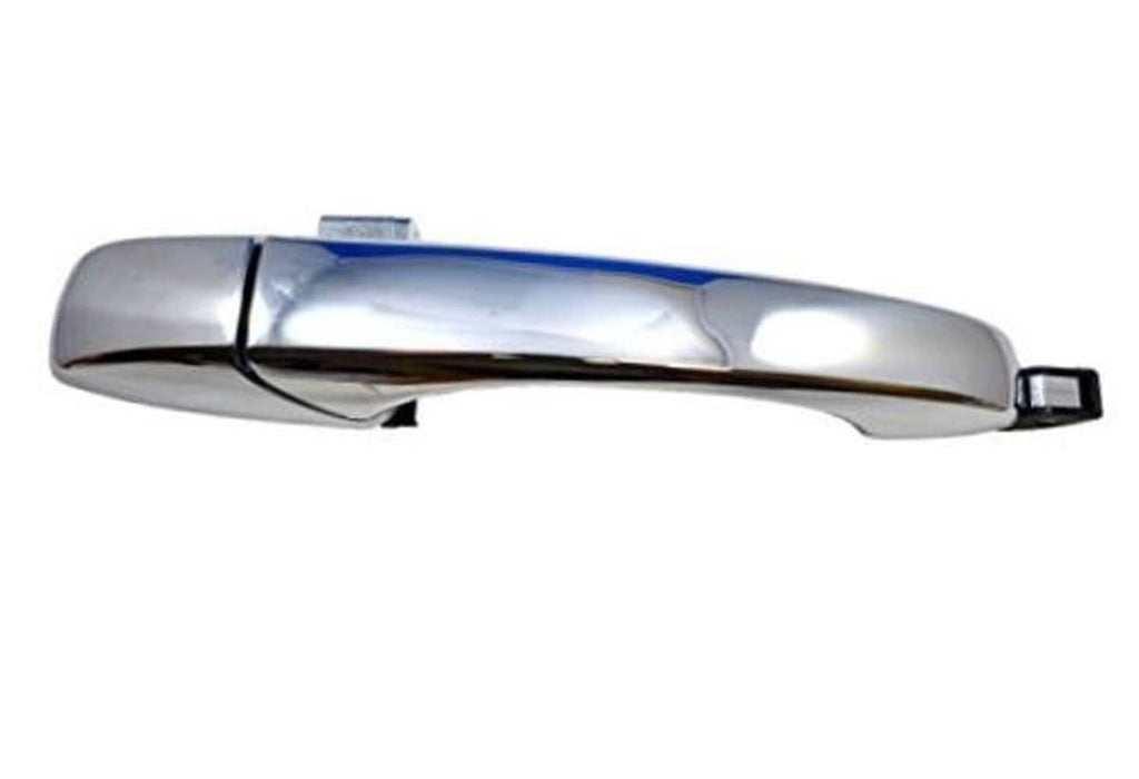 Chrome outside exterior door handle for passenger side, curved lever with black trim