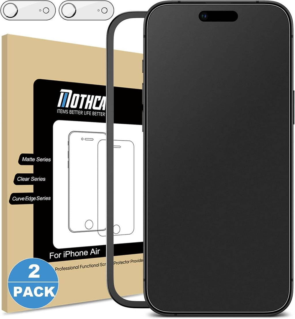 Mothca 2-pack matte glass screen protectors for iPhone Air, two glass overlays