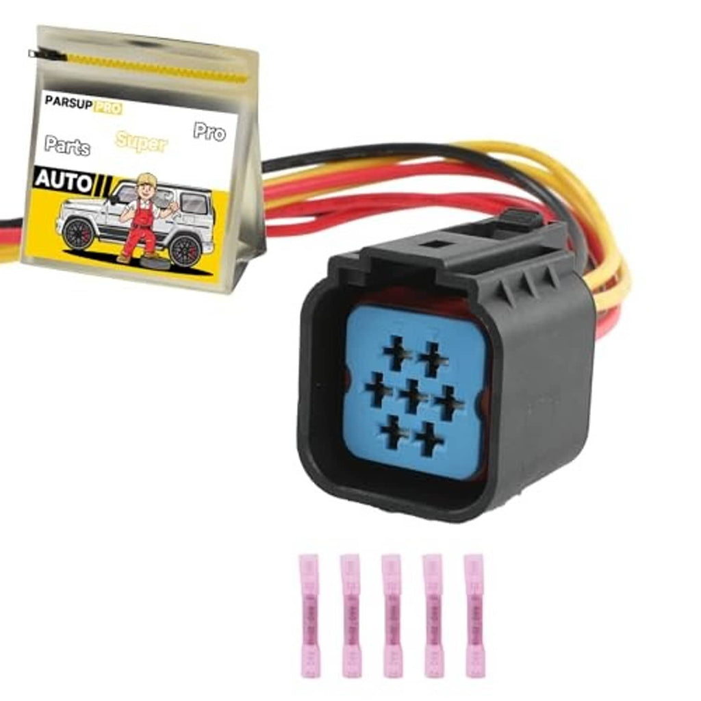 Headlight sensor wiring harness connector with multi-wire leads and blue pin contact insert