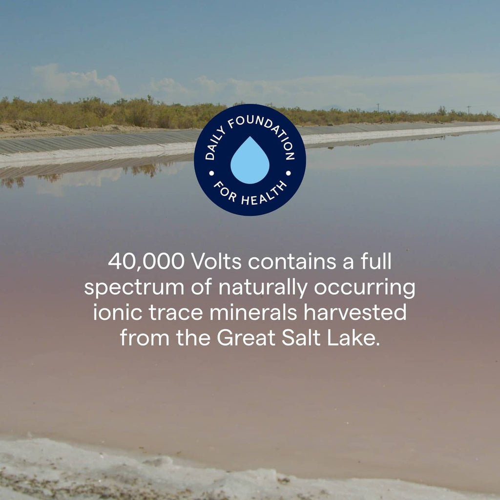 Daily Foundation for Health seal over 40,000 Volts mineral source statement