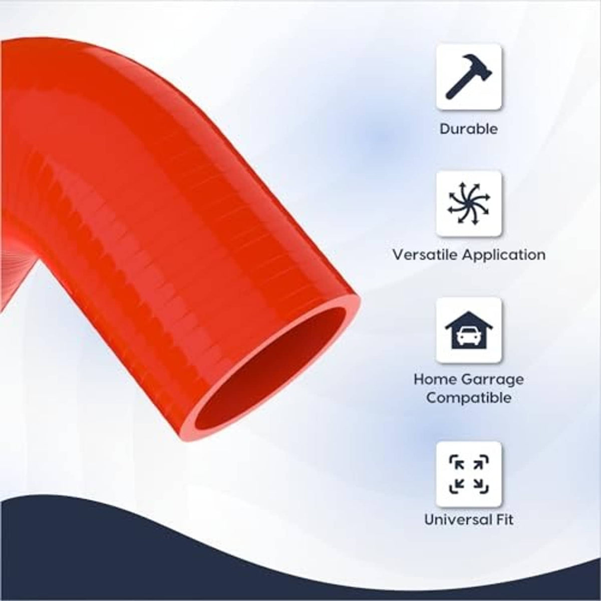 Orange 90° elbow silicone hose coupler, thick-walled with smooth interior.