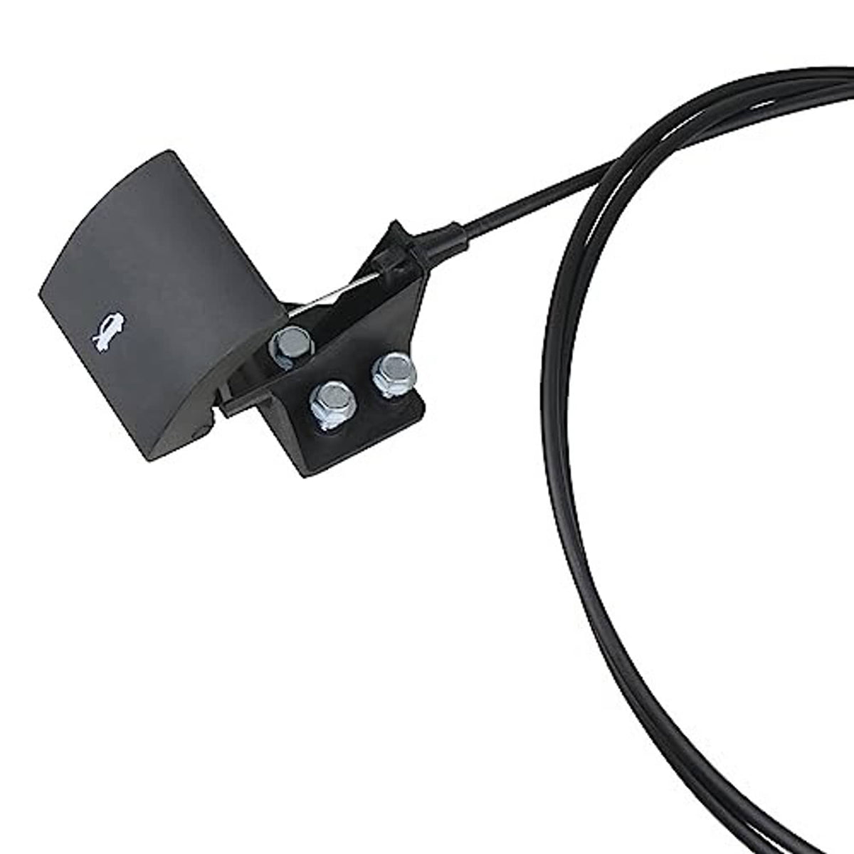 Hood release cable with bracket, bolts, and long cable run