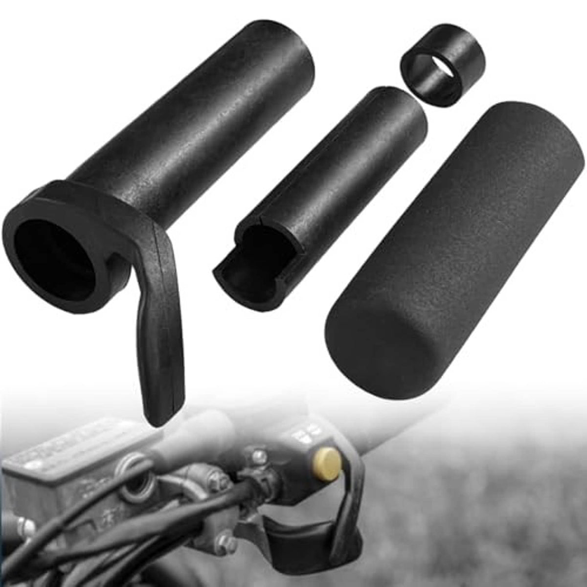 Black thumb throttle grip cover and sleeves set for ATV handlebars