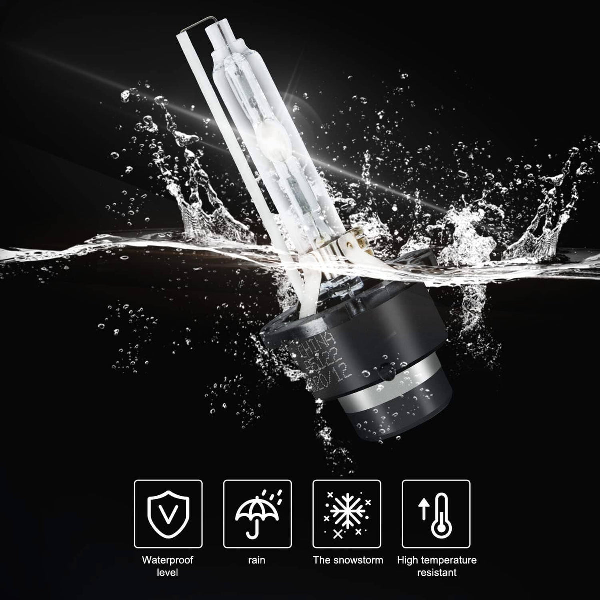 HID xenon headlight bulb with clear glass capsule and black base
