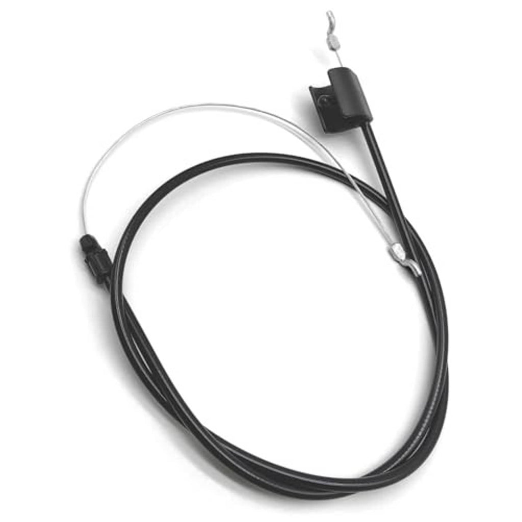 Looped black control cable with clear inner wire and two end attachment points