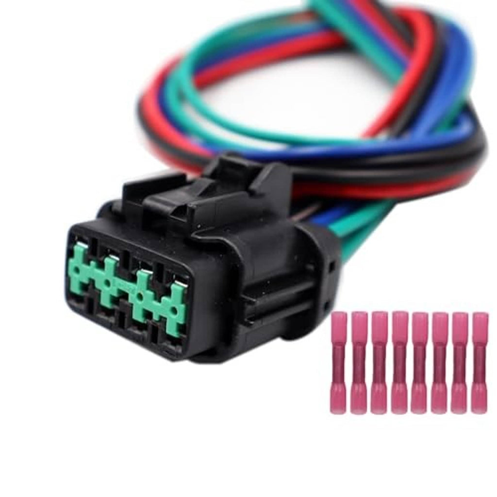 Headlamp connector plug with wiring harness and 8 pink terminal pins