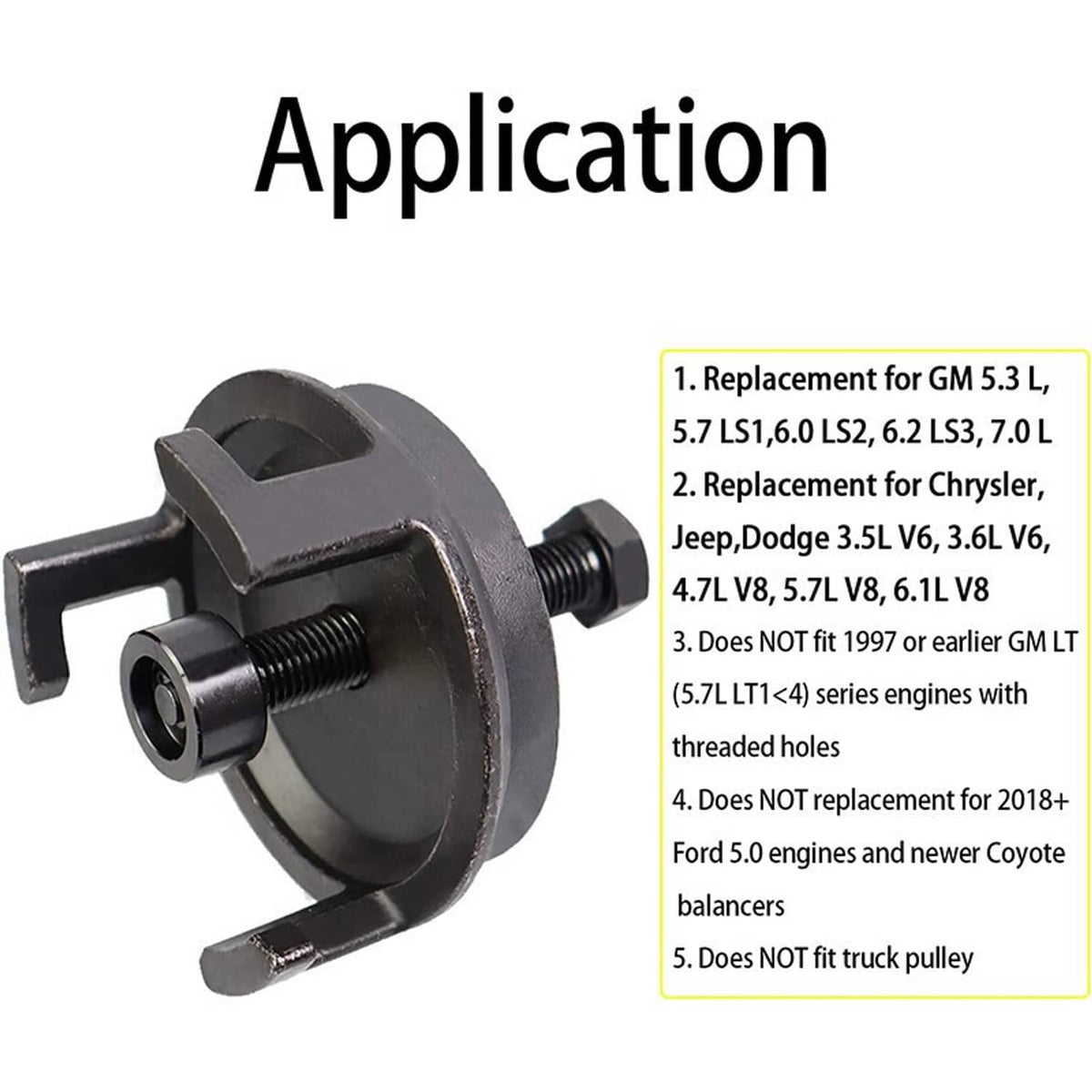 Harmonic balancer puller tool with side brackets and threaded center fastener