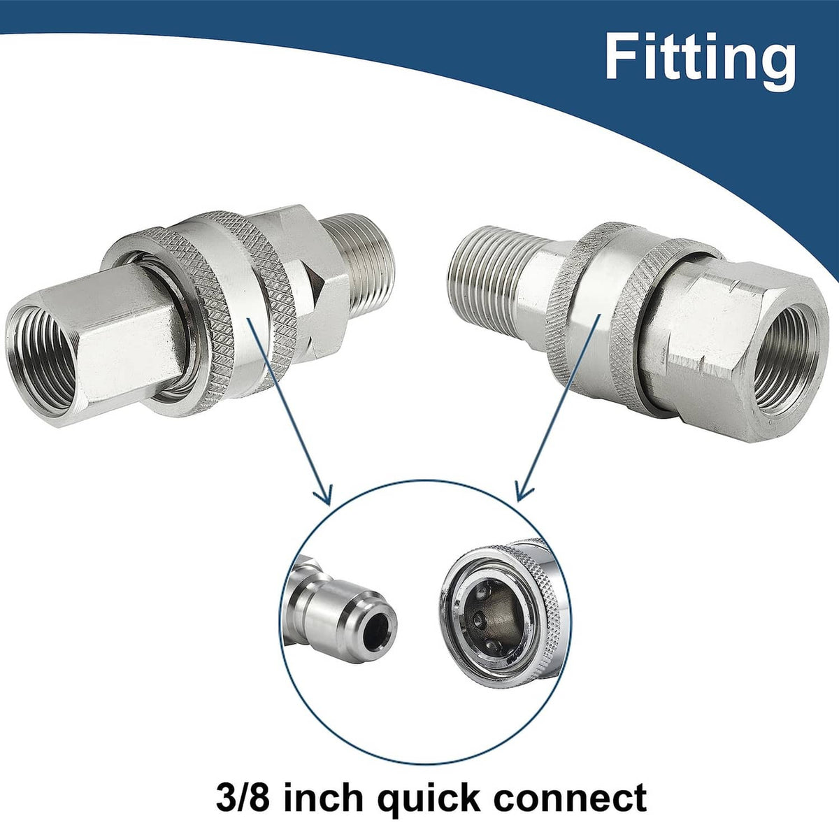 3/8 in quick-connect fitting set with matching metal connector ports
