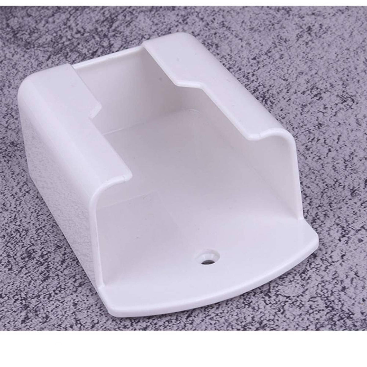 White self-adhesive remote control wall holder with mounting hole