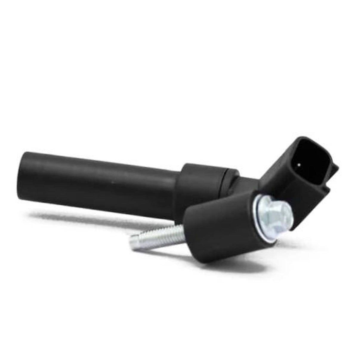 Black crankshaft position sensor with two-wire electrical connector and mounting screw